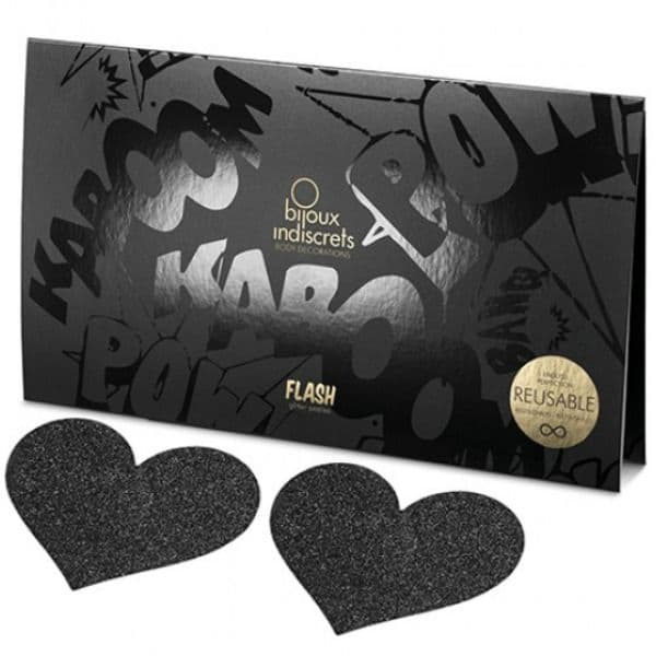 BIJOUX - INDISCRETS FLASH BLACK HEART NIPPLE CUTS thumb 3