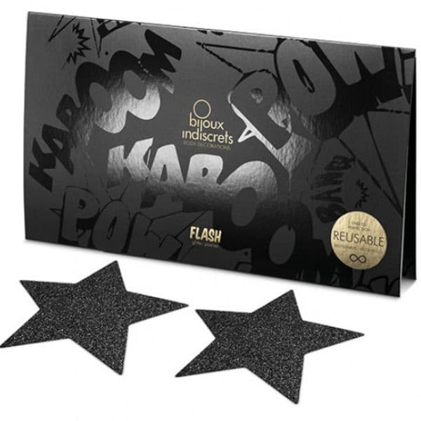 BIJOUX - INDISCRETS FLASH BLACK STAR NIPPLE CAPS thumb 3