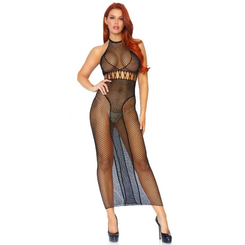 LEG AVENUE - HALTER DUAL NET BACKLESS DRESS thumb 3