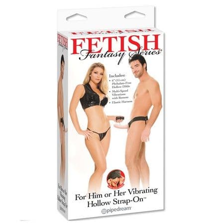 FETISH FANTASY SERIES - HOLLOW VIBRATOR HARNESS FOR HIM AND HER NATURAL 14CM thumb 2