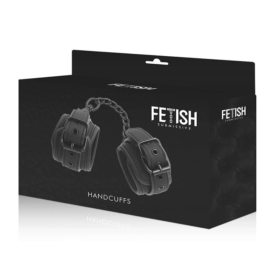 FETISH SUBMISSIVE - VEGAN LEATHER HANDCUFFS WITH NOPRENE LINING thumb 9