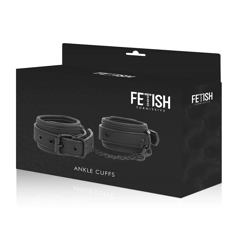 FETISH SUBMISSIVE - VEGAN LEATHER ANKLE CUFFS WITH NOPRENE LINING thumb 9