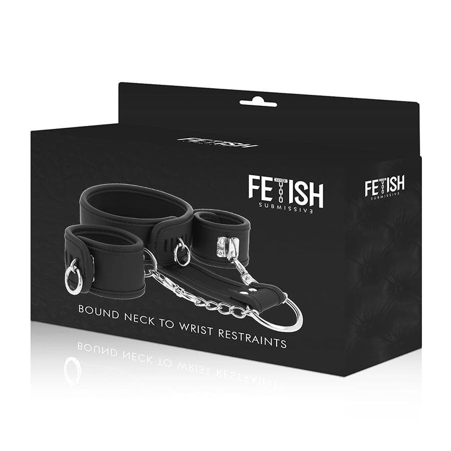 FETISH SUBMISSIVE - VEGAN LEATHER NECKLACE AND HANDCUFFS WITH NOPRENE LINING thumb 6