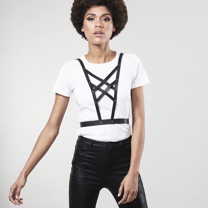 BIJOUX - INDISCRETS MAZE CROSSED HARNESS WITH NECKLINE BLACK thumb 3