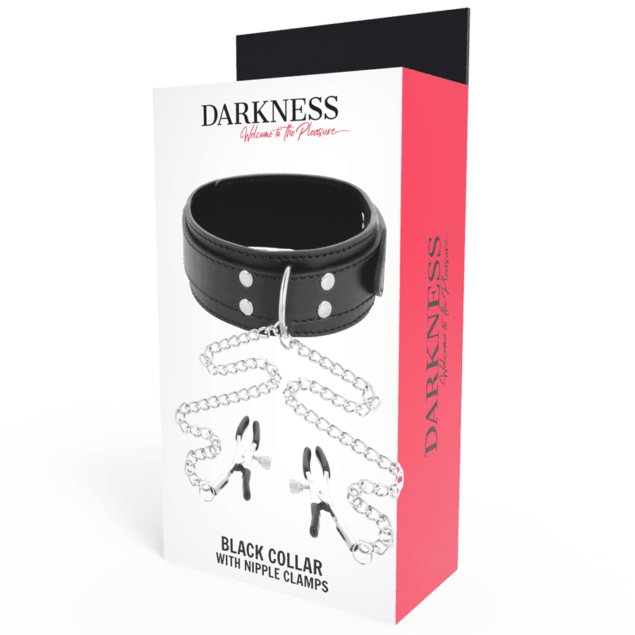DARKNESS - COLLAR WITH NIPPLE CLAMPS BLACK thumb 4