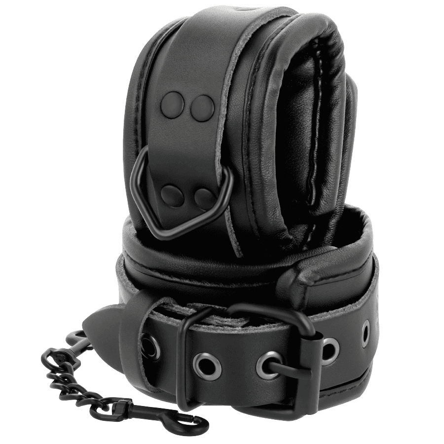 DARKNESS - ADJUSTABLE ANKLE HANDCUFFS BLACK LEATHER thumb 3