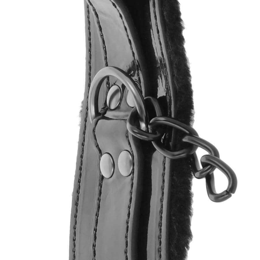 DARKNESS - BLACK ADJUSTABLE LEATHER HANDCUFFS WITH PADLOCK thumb 4
