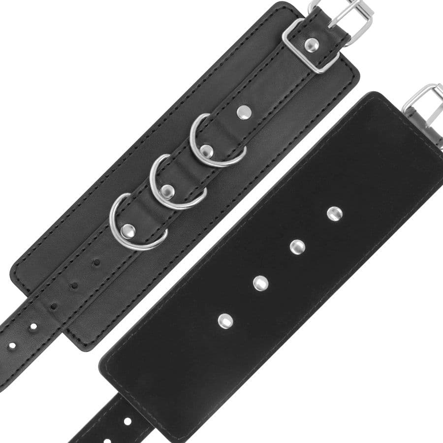 DARKNESS - BLACK ADJUSTABLE LEATHER ANKLE HANDCUFFS thumb 6
