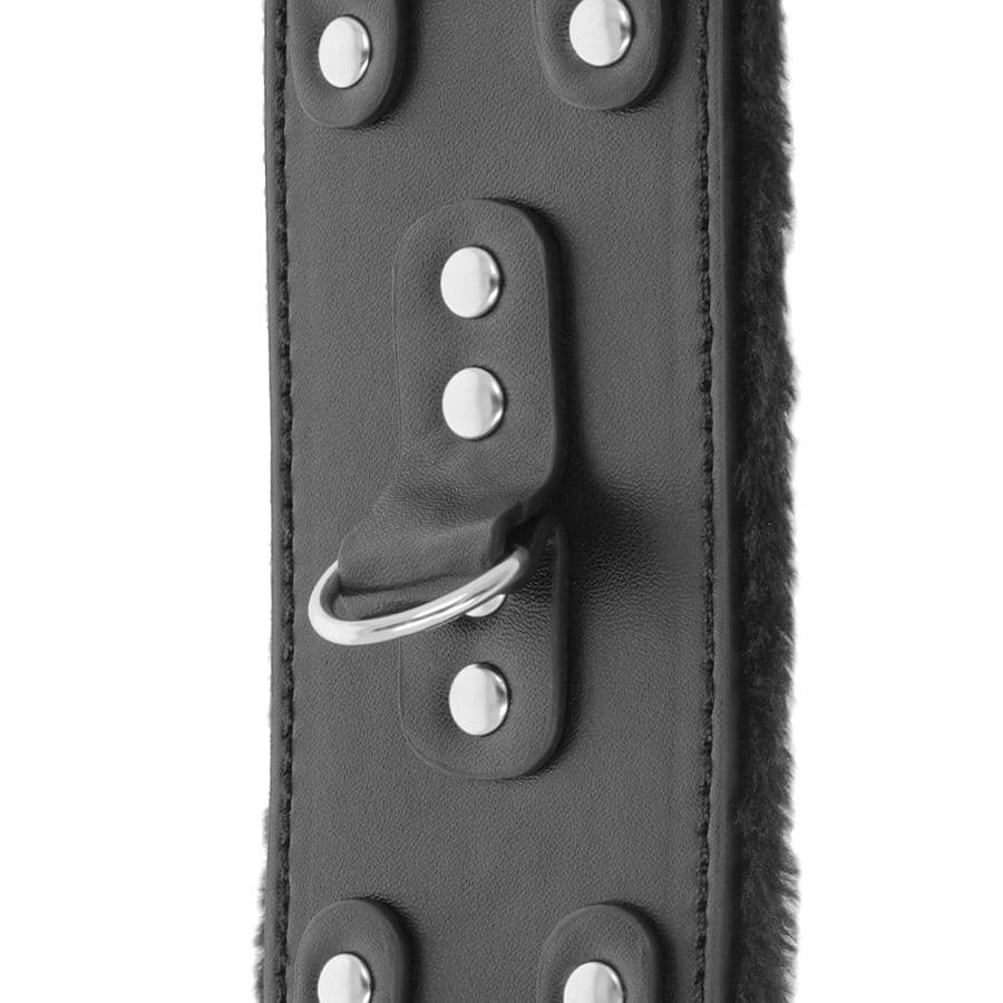 DARKNESS - BLACK ADJUSTABLE LEATHER HANDCUFFS WITH LINING thumb 3