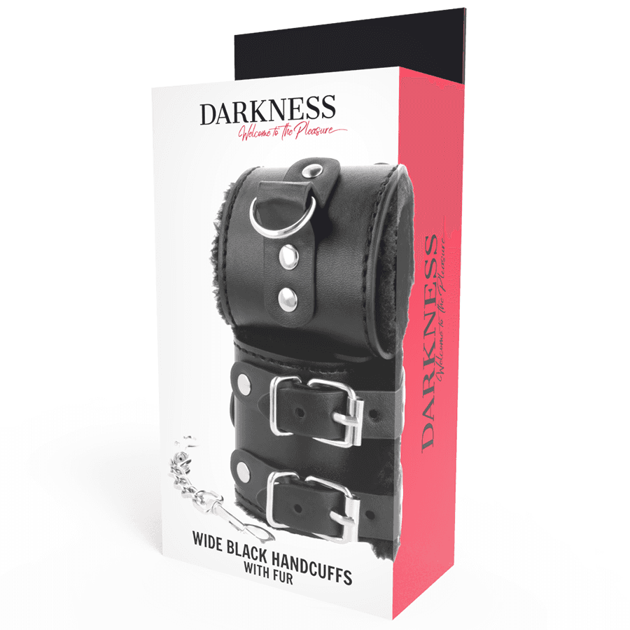 DARKNESS - BLACK ADJUSTABLE LEATHER HANDCUFFS WITH LINING thumb 6
