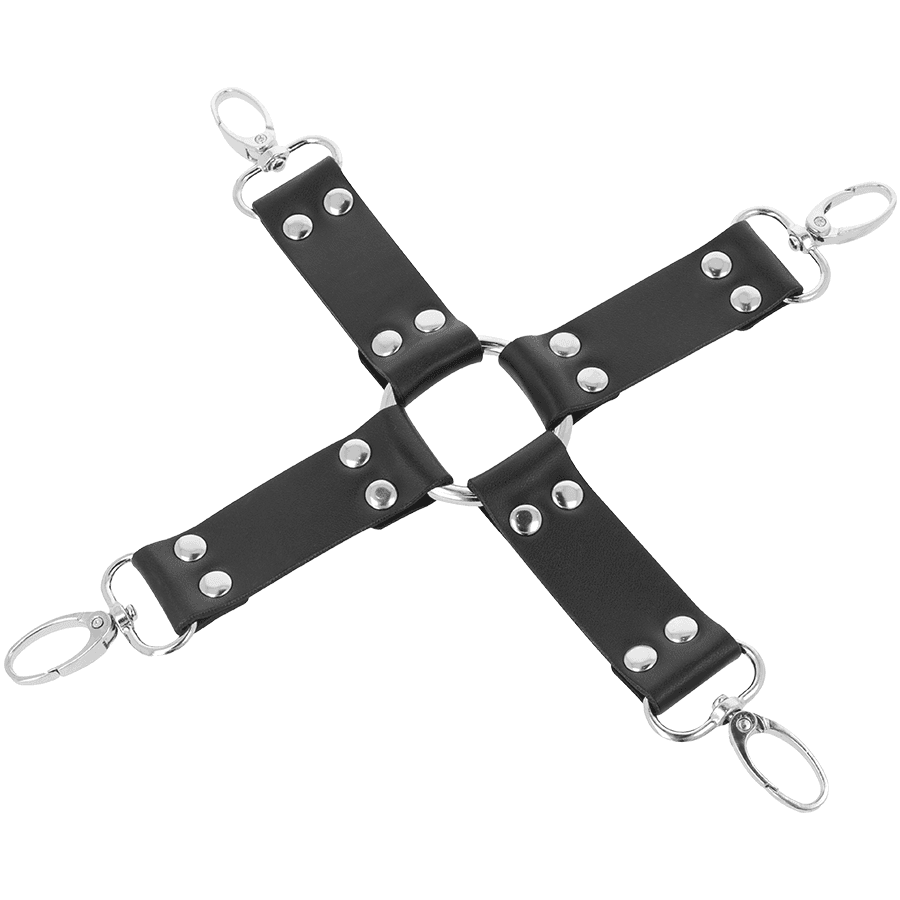 DARKNESS - LEATHER HANDCUFFS FOR FOOT AND HANDS BLACK thumb 4