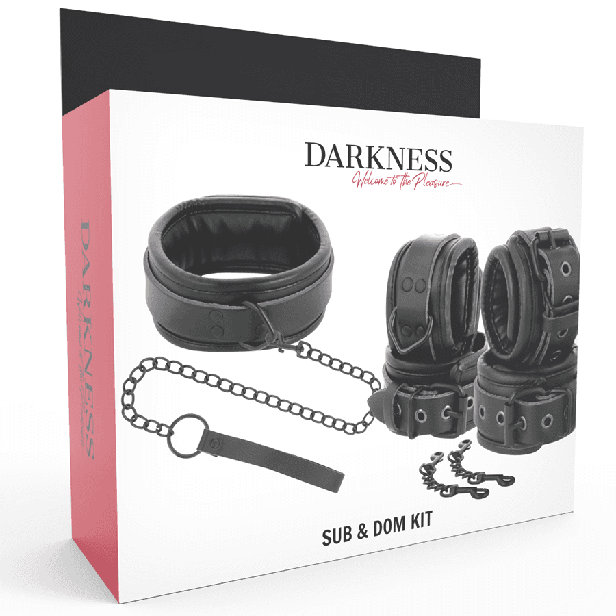 DARKNESS - BLACK LEATHER HANDCUFFS AND COLLAR thumb 10