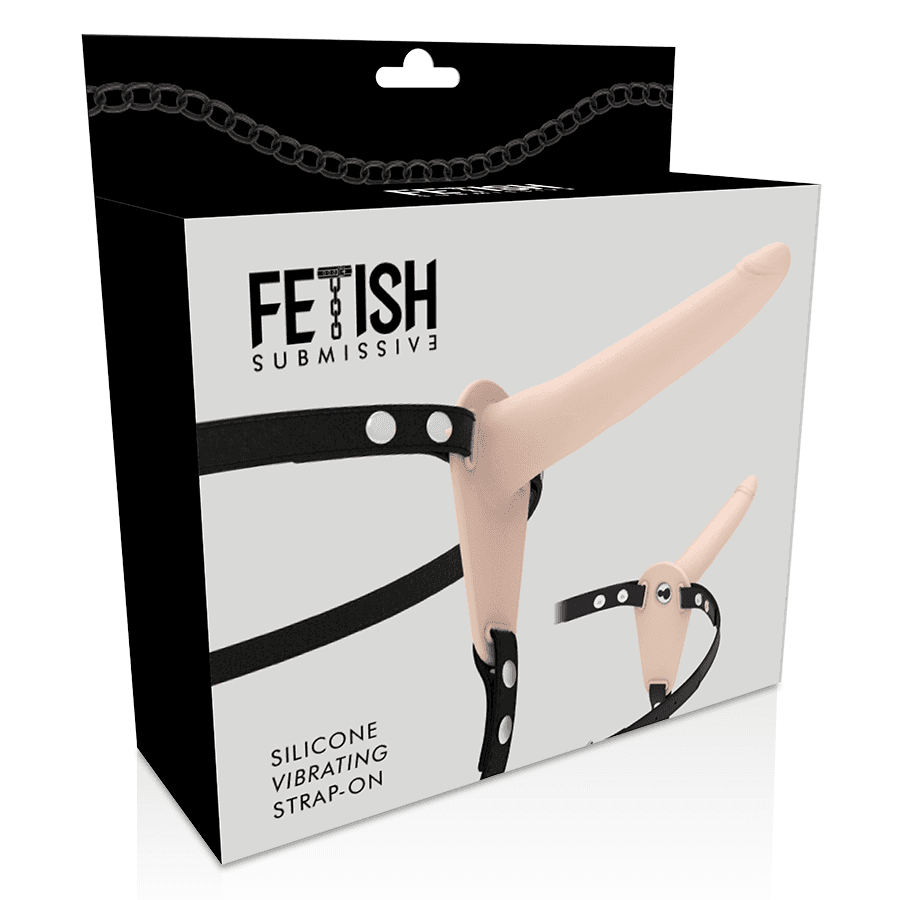 FETISH SUBMISSIVE HARNESS - FLESH SILICONE VIBRATOR 15 CM thumb 4