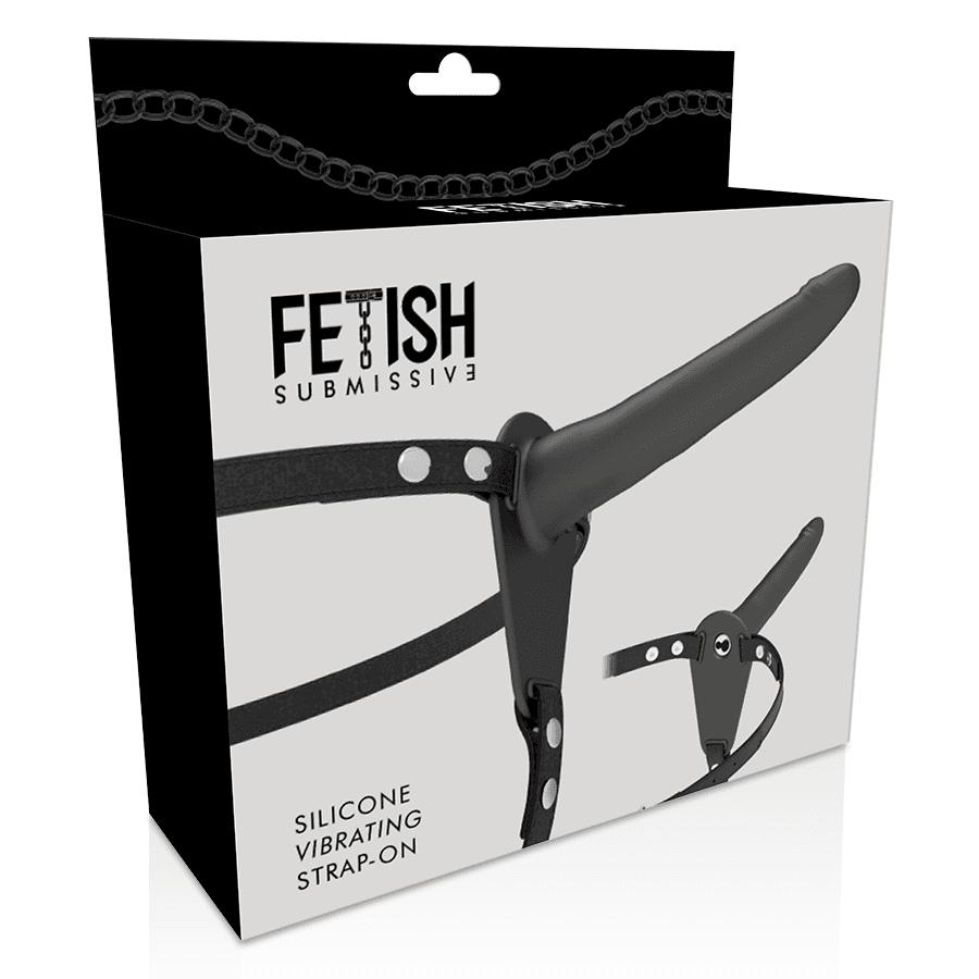 FETISH SUBMISSIVE HARNESS - BLACK SILICONE VIBRATOR 15 CM thumb 4