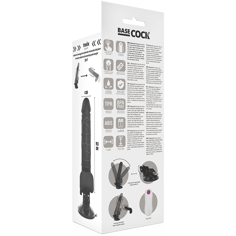 BASECOCK - REALISTIC VIBRATOR REMOTE CONTROL BLACK WITH TESTICLES 19.5 CM -O- 4 CM thumb 5