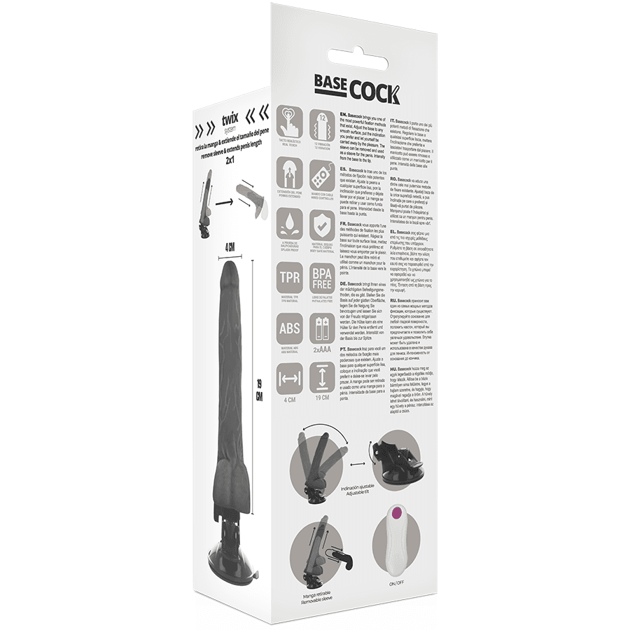BASECOCK - REALISTIC VIBRATOR REMOTE CONTROL BLACK 19 CM -O- 4 CM thumb 5
