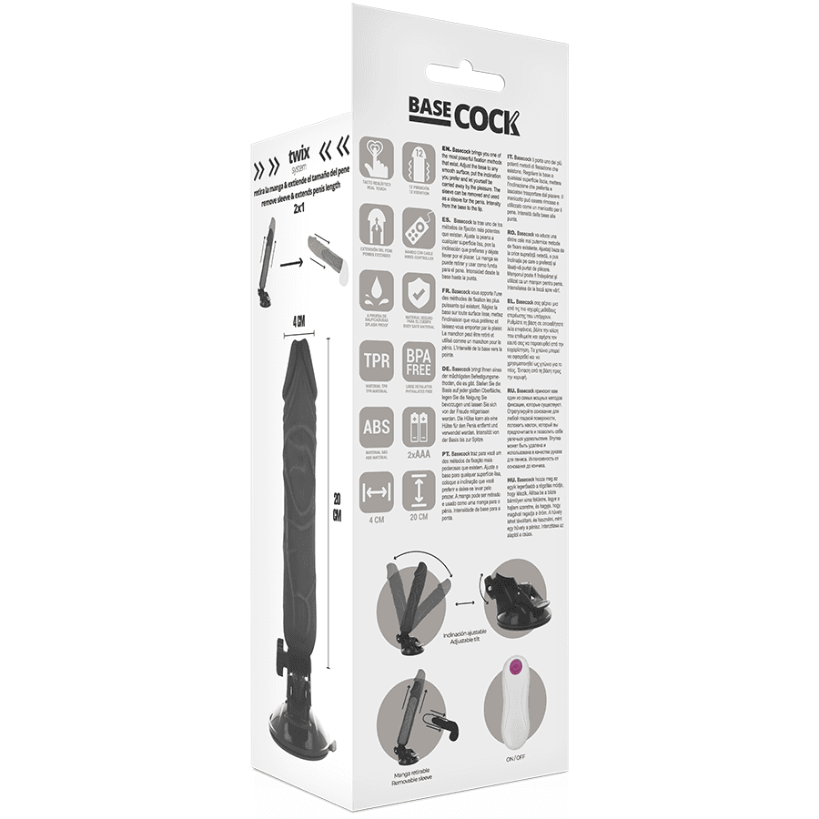 BASECOCK - REALISTIC VIBRATOR REMOTE CONTROL BLACK 20 CM -O- 4 CM thumb 5