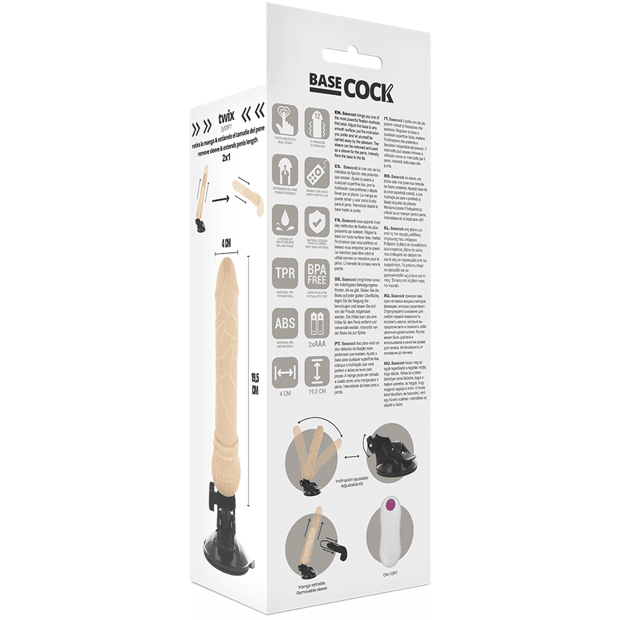 BASECOCK - REALISTIC VIBRATOR REMOTE CONTROL FLESH 19.5 CM -O- 4 CM thumb 5