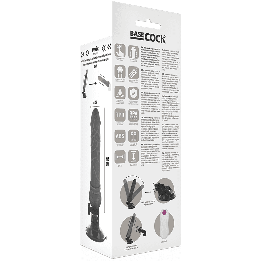 BASECOCK - REALISTIC VIBRATOR REMOTE CONTROL BLACK 19.5 CM -O- 4 CM thumb 5
