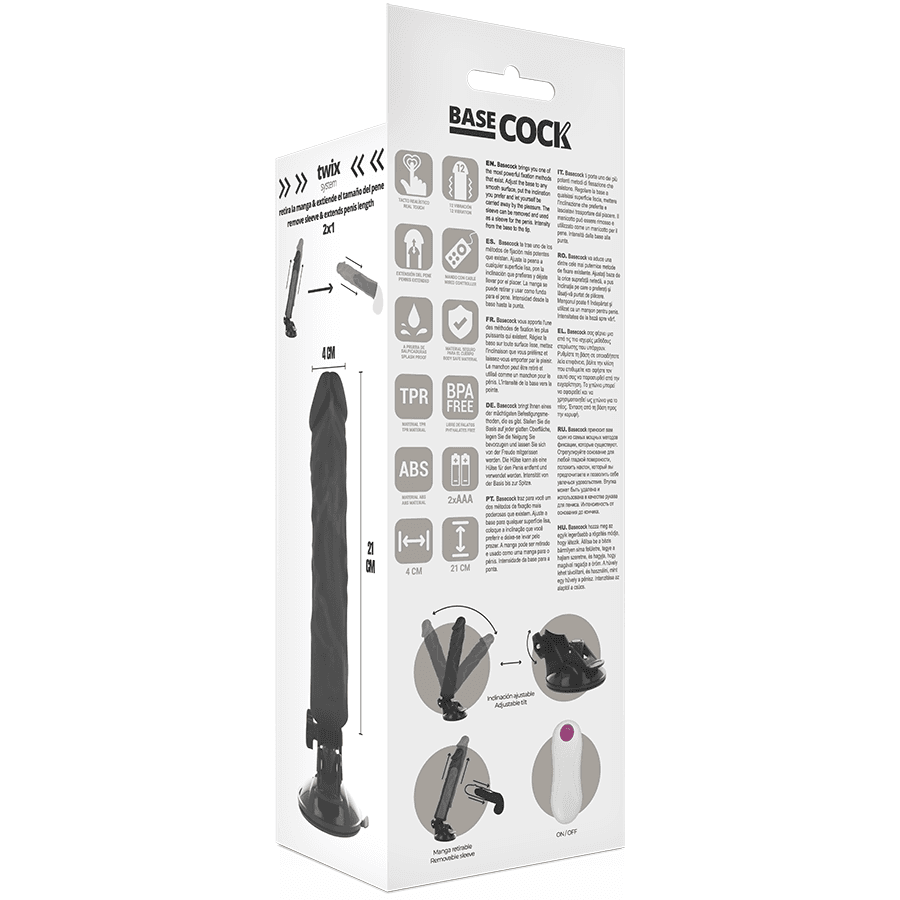 BASECOCK - REALISTIC VIBRATOR REMOTE CONTROL BLACK 21 CM -O- 4 CM thumb 4