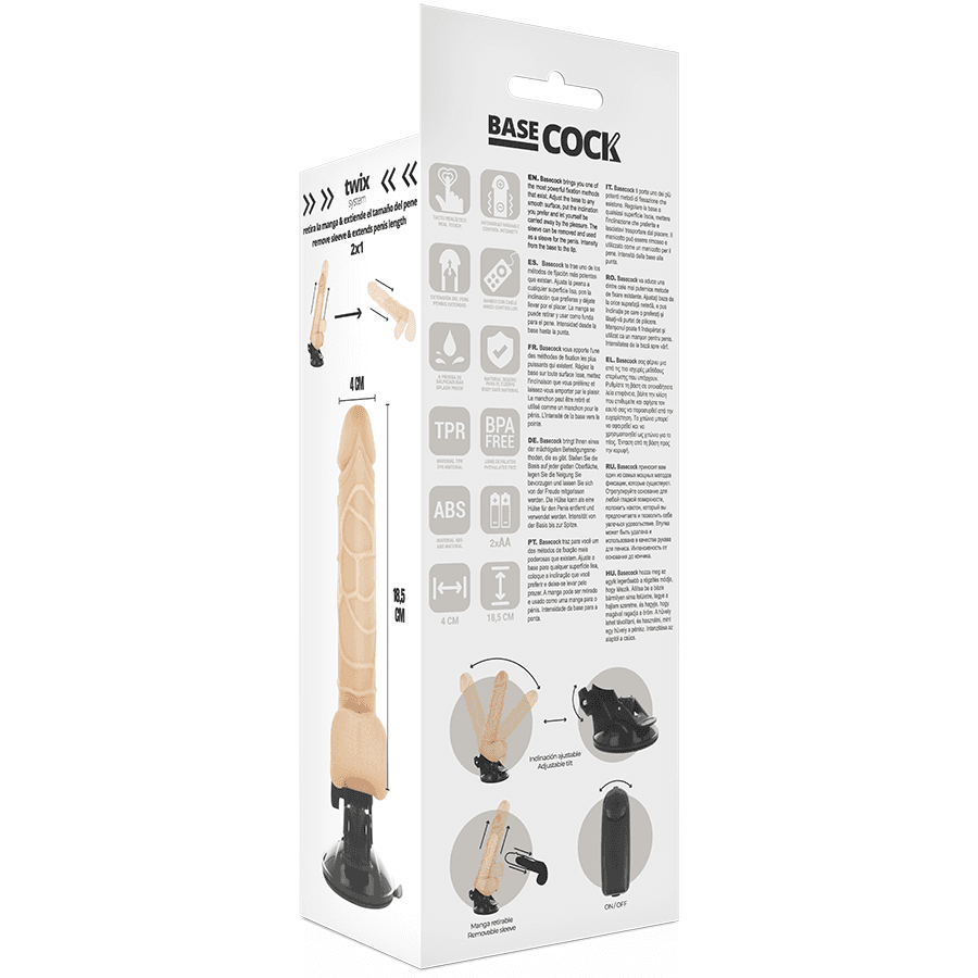 BASECOCK - REALISTIC VIBRATOR REMOTE CONTROL FLESH 18.5 CM -O- 4CM thumb 5