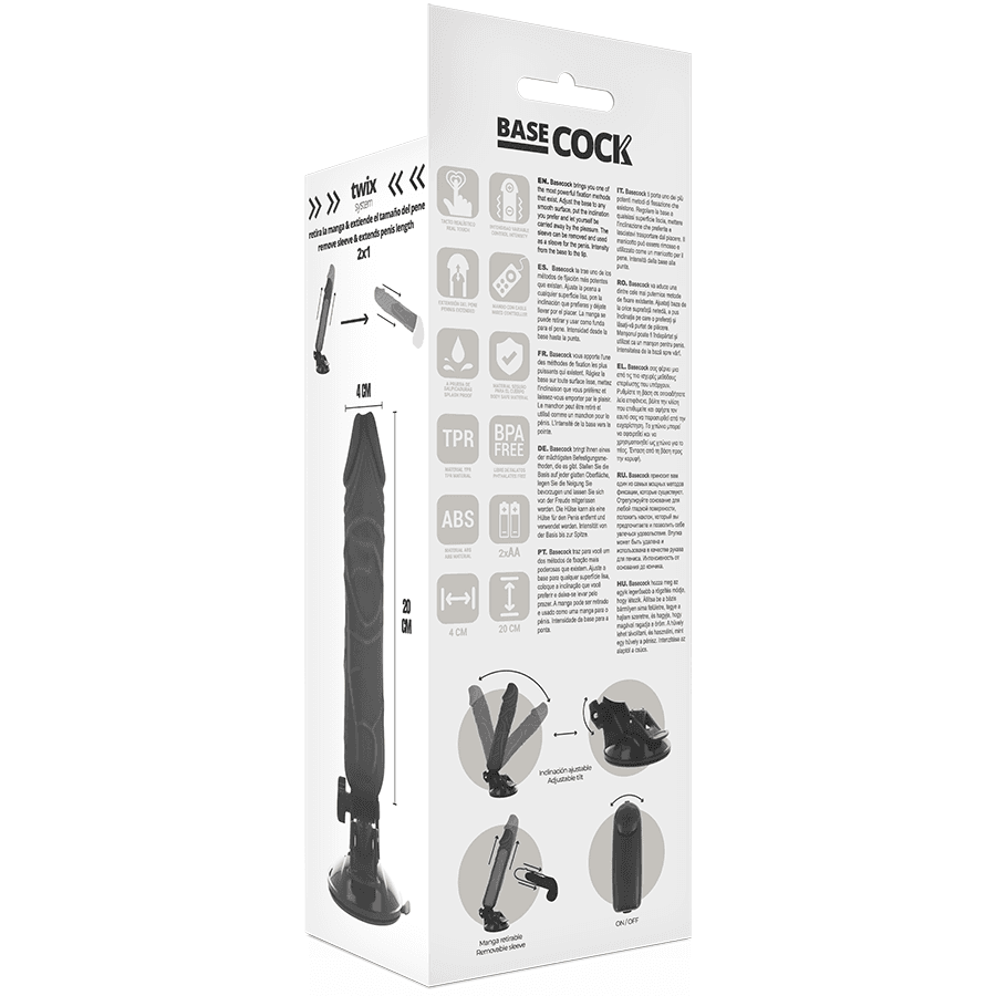 BASECOCK - REALISTIC VIBRATOR REMOTE CONTROL BLACK 20 CM -O- 4 CM thumb 5