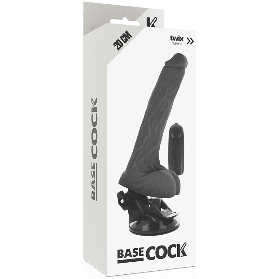 BASECOCK - REALISTIC BLACK REMOTE CONTROL VIBRATOR WITH TESTICLES 20 CM -O- 4 CM thumb 4