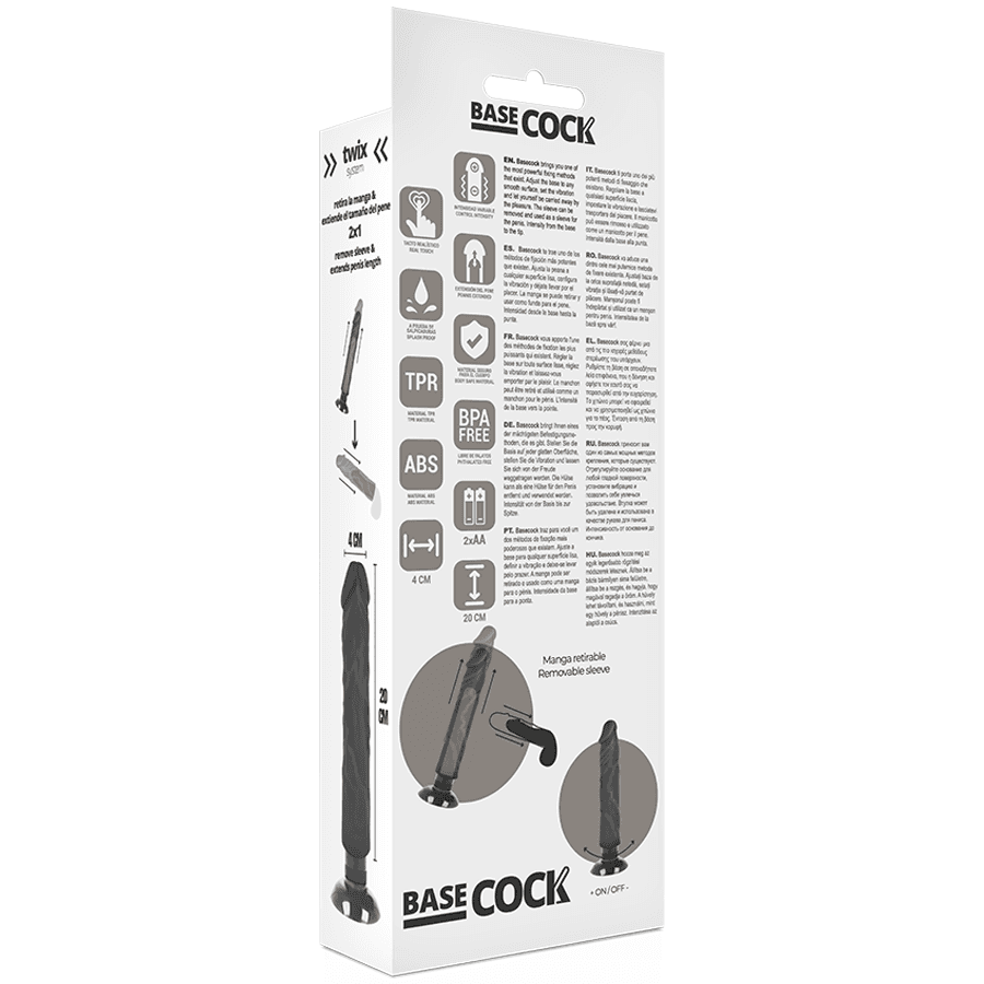 BASECOCK - REALISTIC VIBRATOR 2-1 BLACK 20 CM -O- 4 CM thumb 6