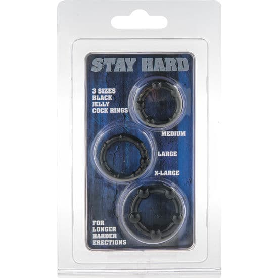 SEVEN CREATIONS - SET OF THREE BLACK PENIS RINGS thumb 2
