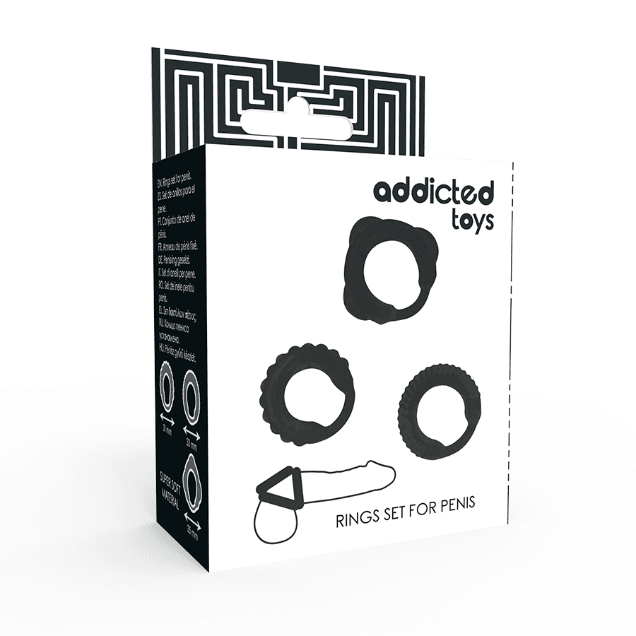 ADDICTED TOYS - C-RING SET BLACK thumb 4