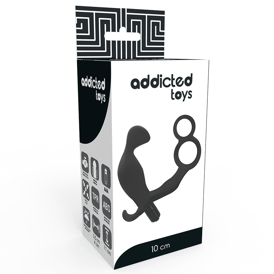 ADDICTED TOYS - ANAL PLUG WITH DOUBLE PENIS RING AND TESTICLES BLACK thumb 4