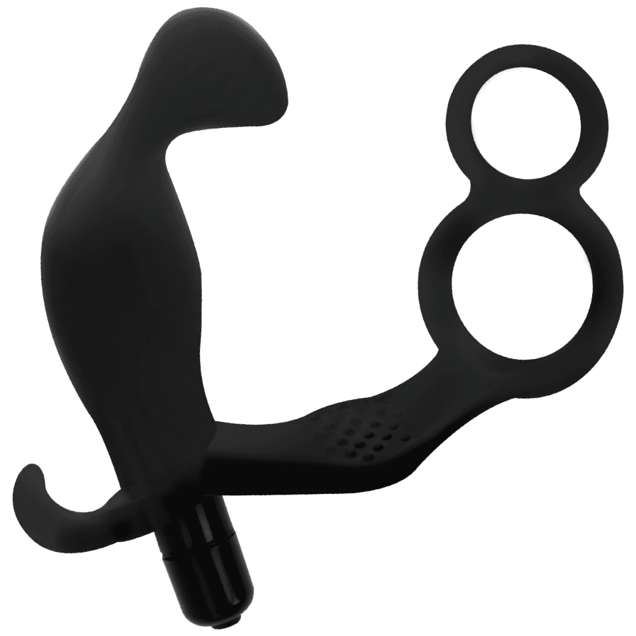 ADDICTED TOYS - ANAL PLUG WITH DOUBLE PENIS RING AND TESTICLES BLACK thumb 3