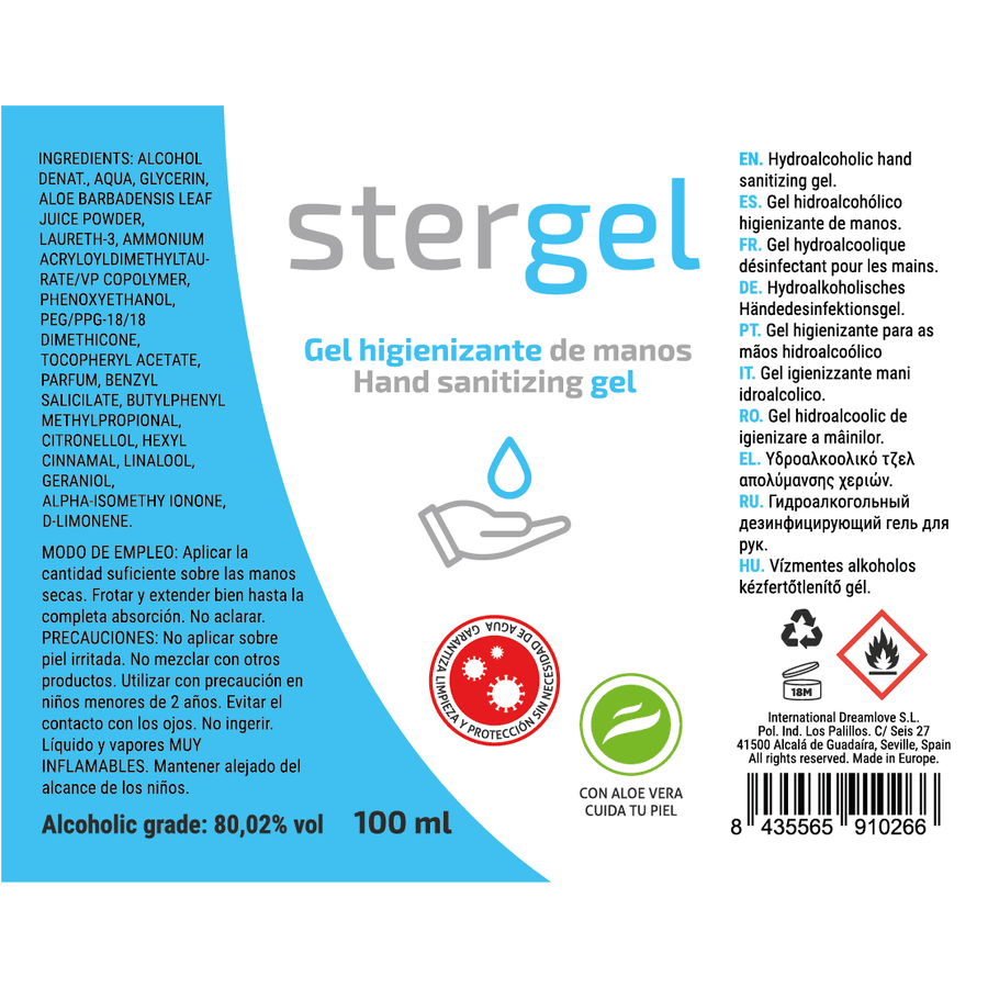 STERGEL - HYDROALCOHOLIC HAND SANITIZING GEL ALOE VERA 100ML thumb 3