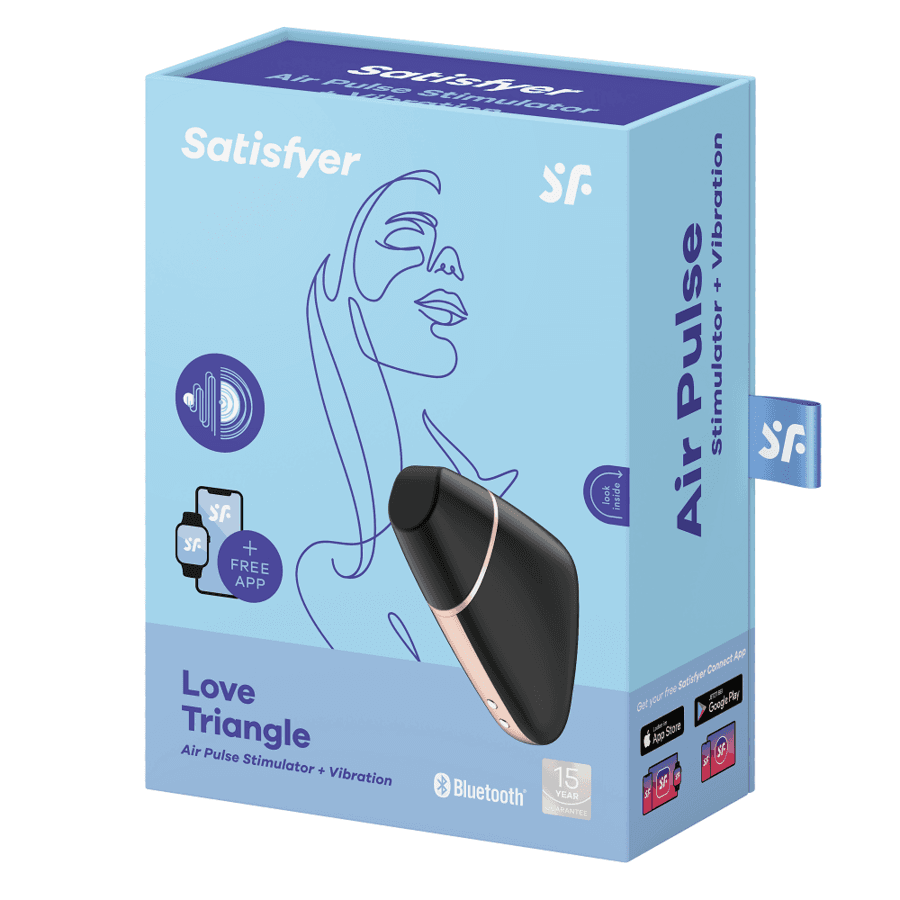 SATISFYER - LOVE TRIANGLE AIR PULSE STIMULATOR & VIBRATOR BLACK thumb 4