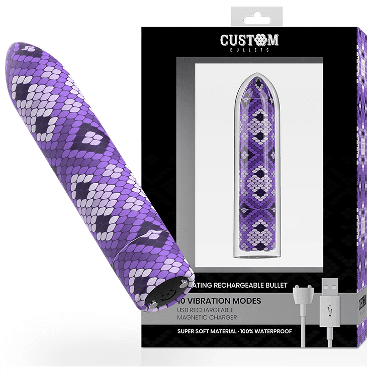 CUSTOM BULLETS - RECHARGEABLE SNAKE PURPLE MAGNETIC BULLET 10 INTENSITIES thumb 1