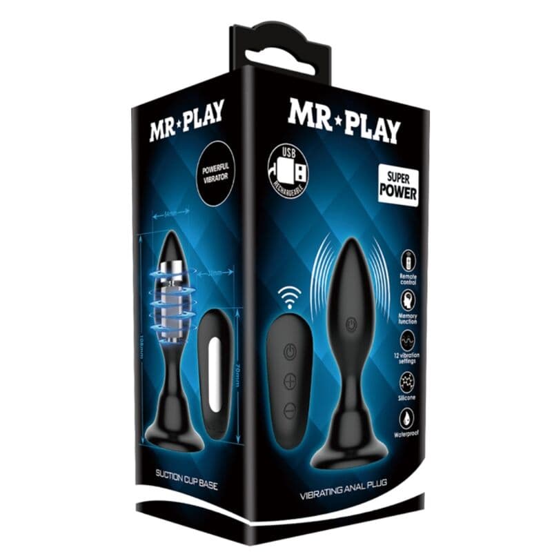 MR PLAY - ANAL PLUG WITH VIBRATION BLACK REMOTE CONTROL thumb 9