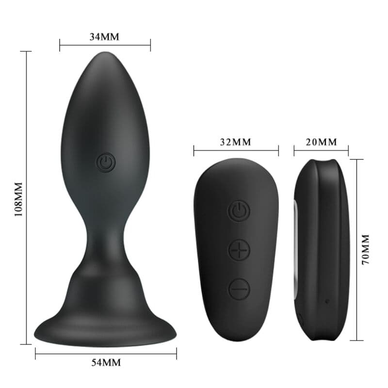 MR PLAY - ANAL PLUG WITH VIBRATION BLACK REMOTE CONTROL thumb 5