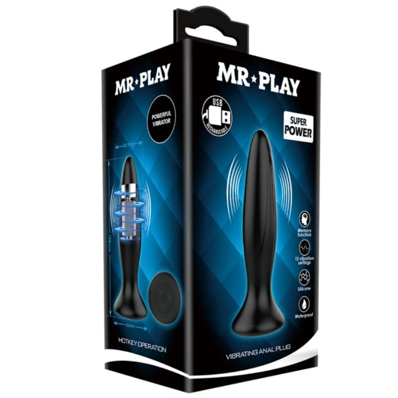 MR PLAY - RECHARGEABLE BLACK VIBRATOR ANAL PLUG thumb 7