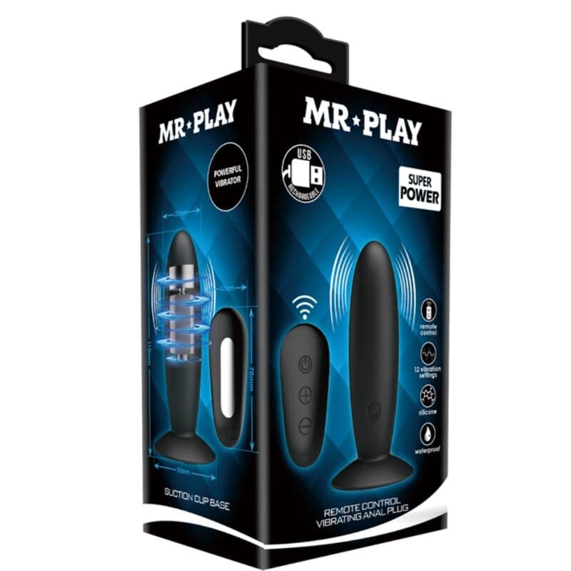 MR PLAY - ANAL PLUG WITH VIBRATION BLACK REMOTE CONTROL thumb 8