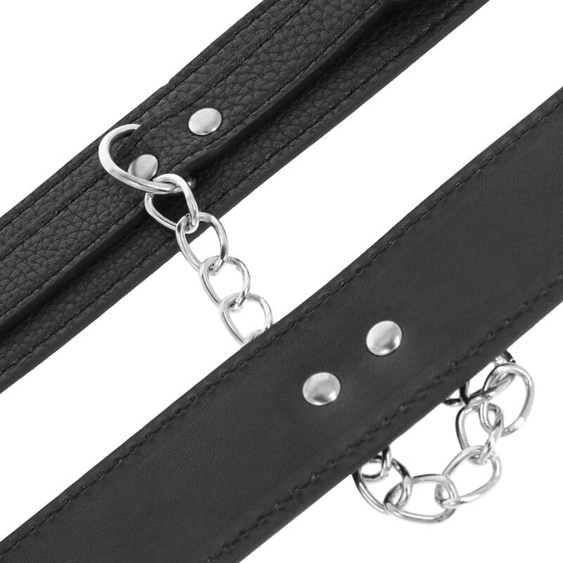 DARKNESS - BLACK TEXTURED LEATHER HANDCUFFS thumb 3