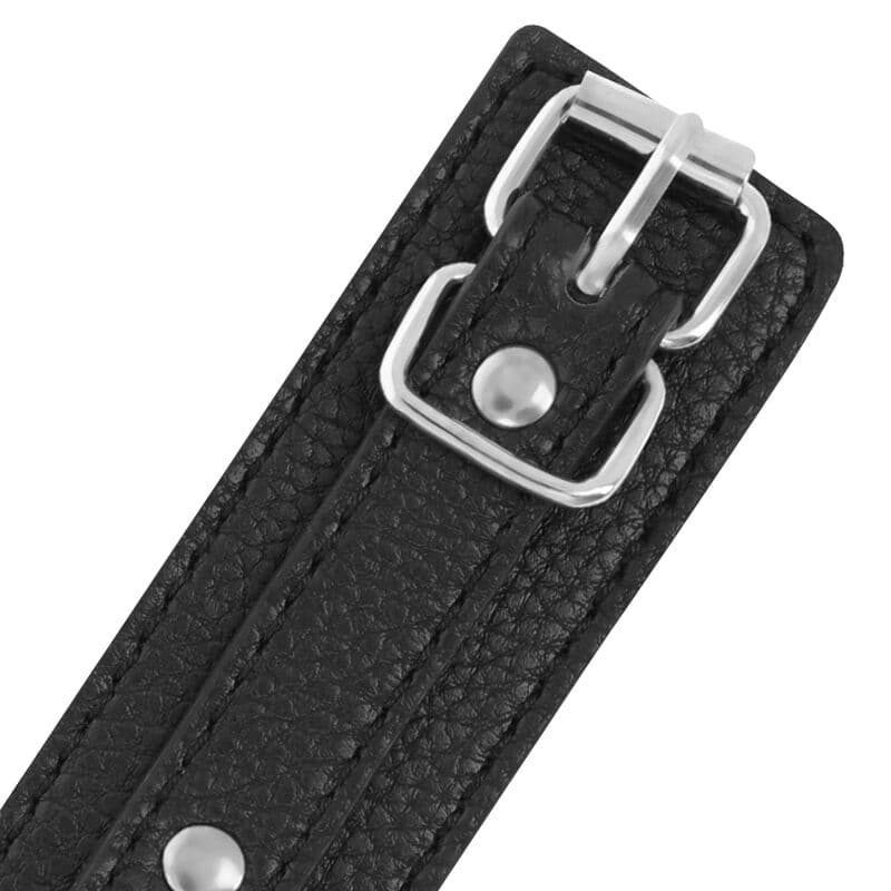 DARKNESS - BLACK TEXTURED LEATHER HANDCUFFS thumb 4
