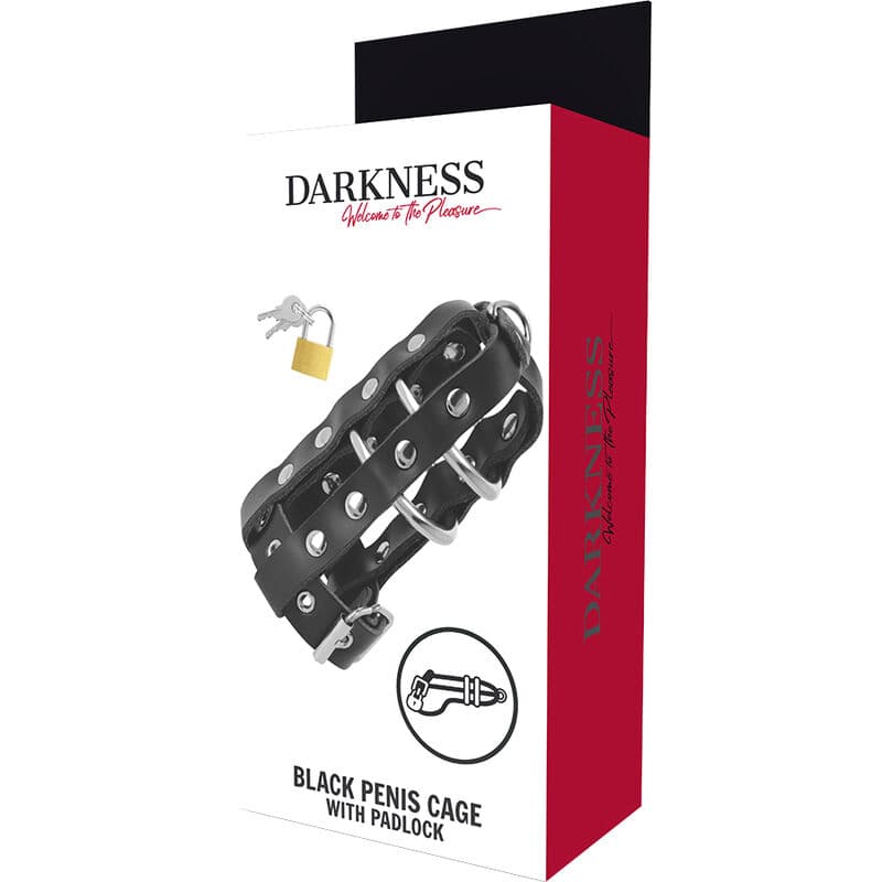 DARKNESS - LEATHER CHASTITY CAGE WITH LOCK thumb 5