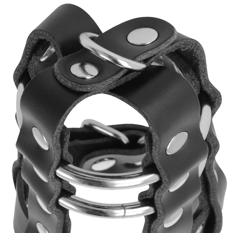 DARKNESS - LEATHER CHASTITY CAGE WITH LOCK thumb 3