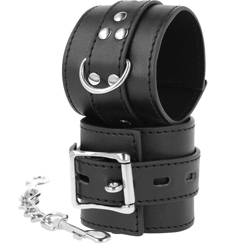 DARKNESS - BLACK LEATHER HANDCUFFS thumb 2