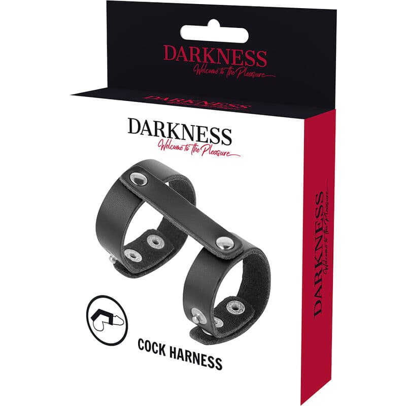 DARKNESS - LEATHER ADJUSTABLE PENIS AND TESTICLE RING thumb 5
