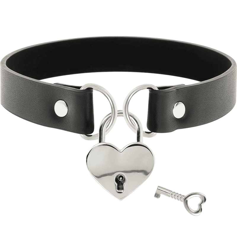 COQUETTE CHIC DESIRE - VEGAN LEATHER NECKLACE WITH HEART ACCESSORY WITH KEY thumb 3