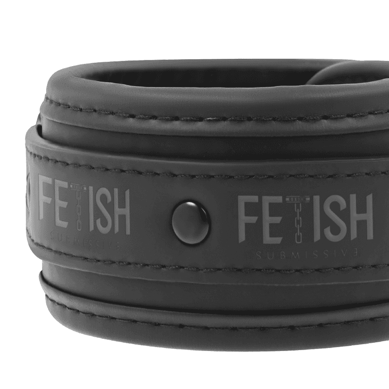 FETISH SUBMISSIVE - VEGAN LEATHER NECKLACE AND HANDCUFFS WITH NOPRENE LINING thumb 4