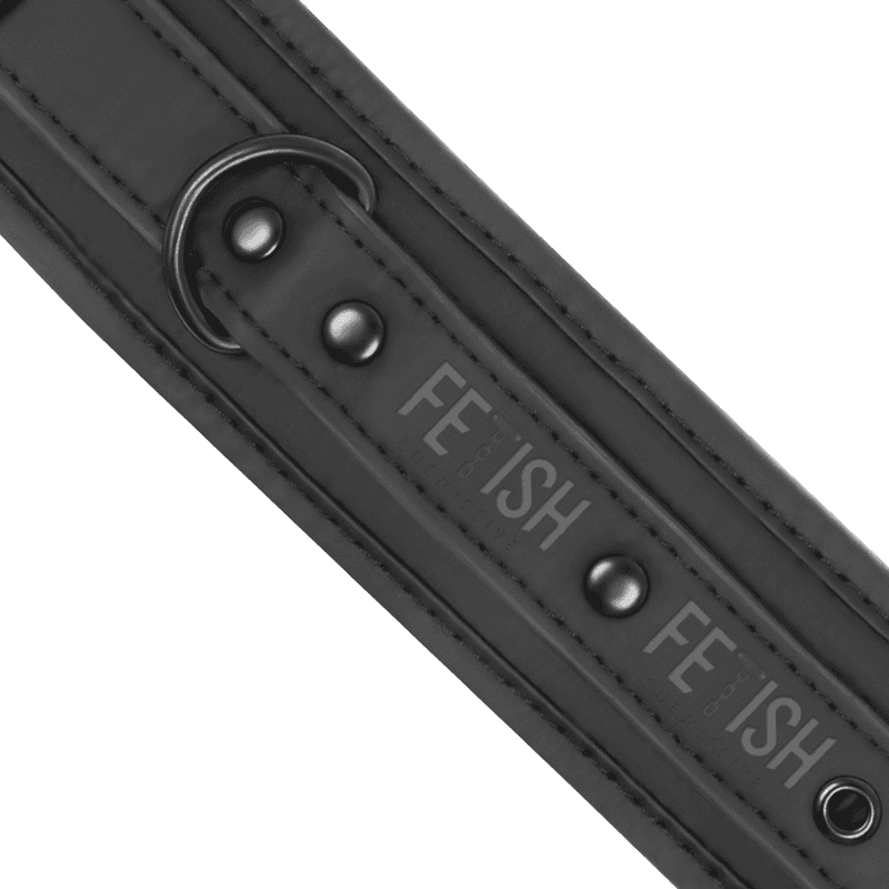 FETISH SUBMISSIVE - VEGAN LEATHER NECKLACE AND HANDCUFFS WITH NOPRENE LINING thumb 7