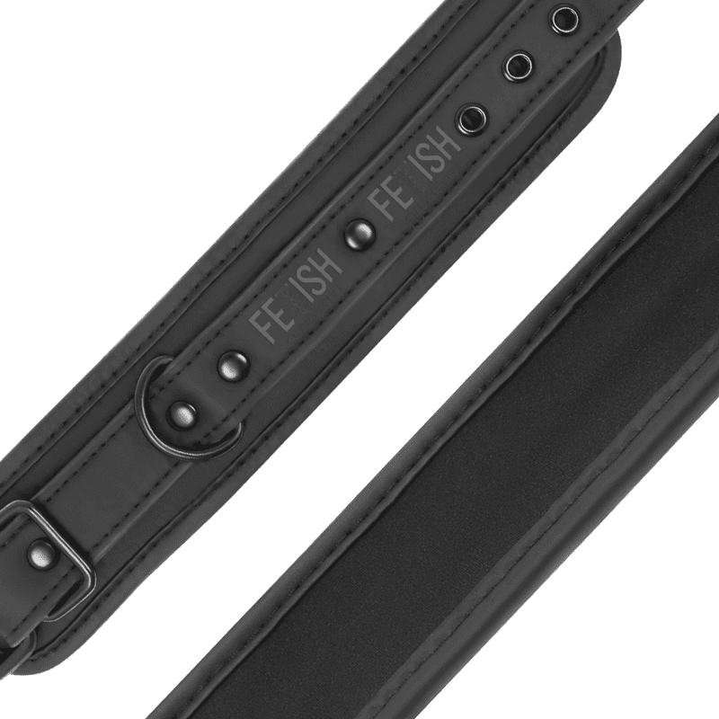 FETISH SUBMISSIVE - VEGAN LEATHER NECKLACE AND HANDCUFFS WITH NOPRENE LINING thumb 8
