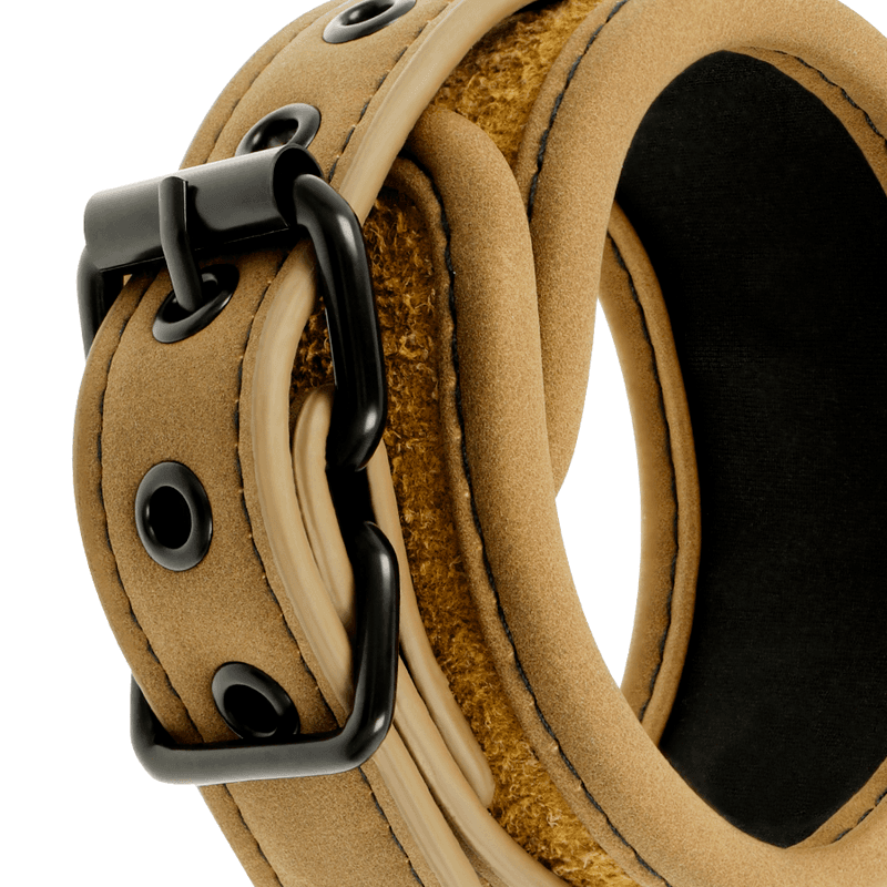 FETISH SUBMISSIVE ORIGEN - VEGAN LEATHER HANDCUFFS WITH NEOPRENE LINING thumb 3